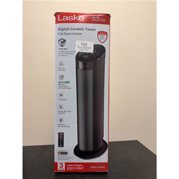 Lasko Digital Ceramic Tower Heater CT22495C - 1500 Watts