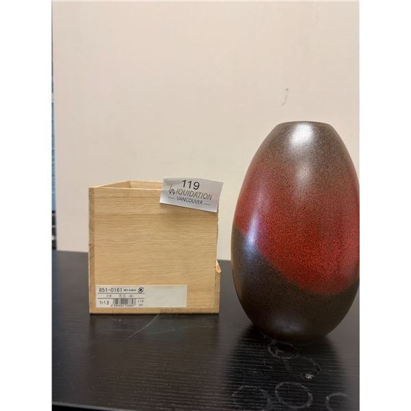 Red and Brown Speckled Egg-Shaped Vase