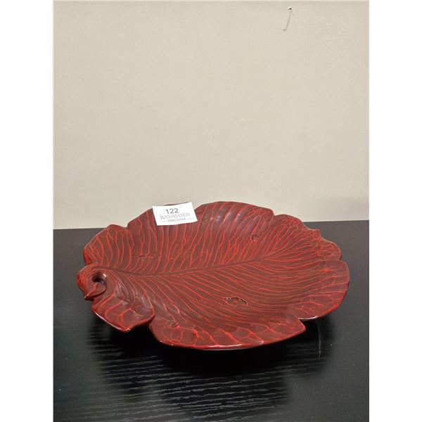 Red Leaf Shaped Decorative Tray