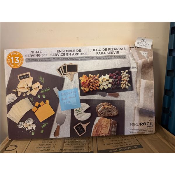 BirdRock Home 13-Piece Slate Serving Set with Cheese Knives & Markers