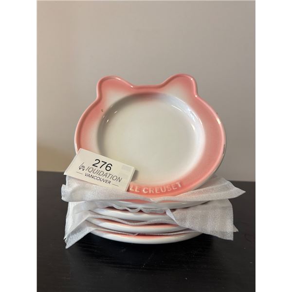 Le Creuset Pink & White Cat Shaped Sauce Dish Set