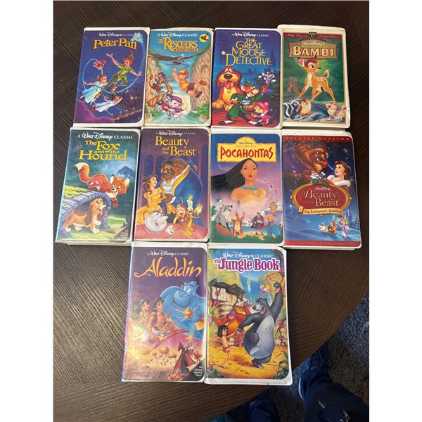 Walt Disney Classic VHS Tapes collection : Peter Pan, Rescuers, Bambi, Pocahontas & More
