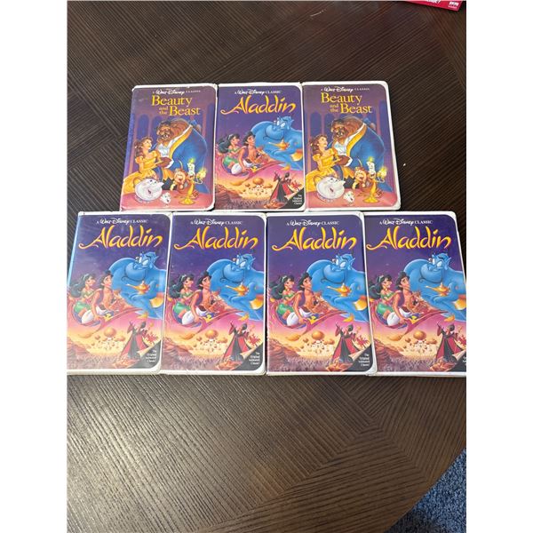 Disney VHS Tapes: Beauty and the Beast & Aladdin (Lot of 6)