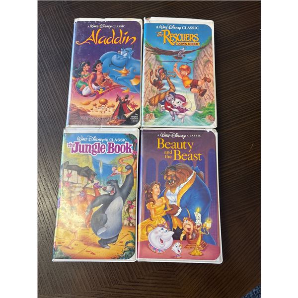 Walt Disney Classic VHS Tapes: Aladdin, Rescuers Down Under, Jungle Book, Beauty & Beast