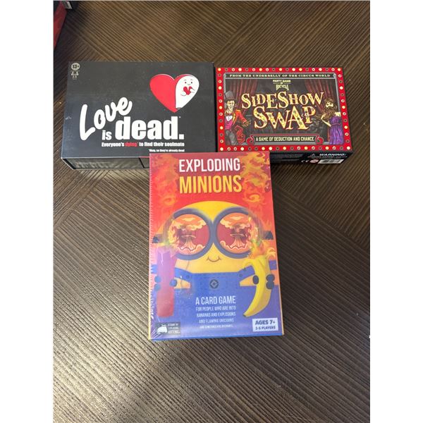 Bundle of 3 Card Games: Love is Dead, Sideshow Swap, Exploding Minions