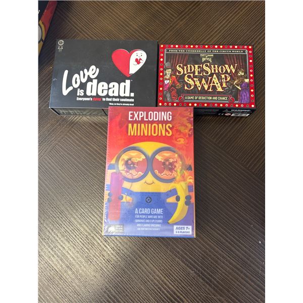 Bundle of 3 Card Games: Love is Dead, Sideshow Swap, Exploding Minions