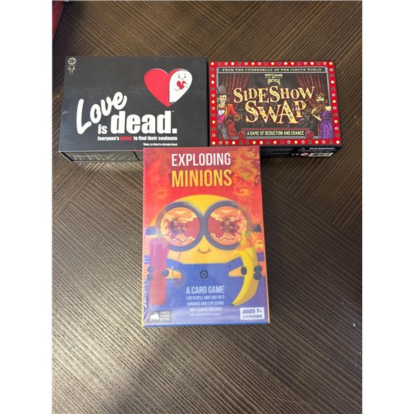 Bundle of 3 Card Games: Love is Dead, Sideshow Swap, Exploding Minions