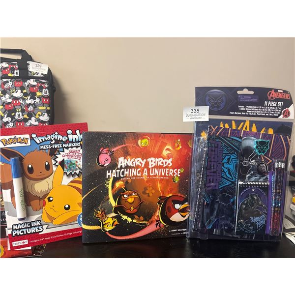 Marvel Black Panther 11 Piece Stationery Set, AngryBirds & Pokémon magic ink pics set