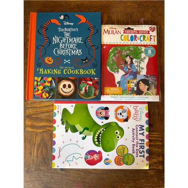 Disney Book Bundle: Nightmare Before Christmas, Mulan color, My First Activity Book