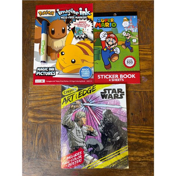 Pokemon, Super Mario, and Star Wars Activity Books & Sticker Books