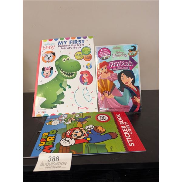 Disney Baby & Princess Activity Books + Super Mario Sticker Book