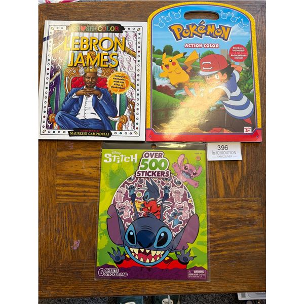Coloring Books - Pokemon, Stitch, Lebron James