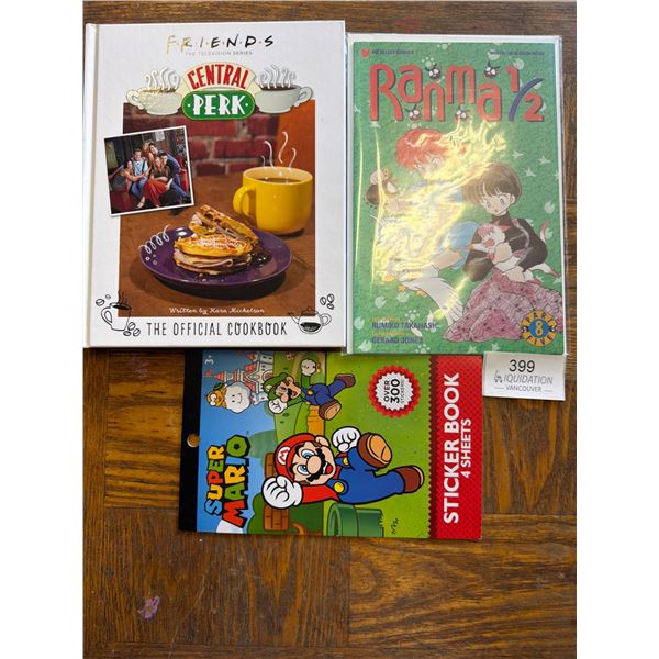 Super Mario Sticker Book & Ranma 1/2 & Central perk cooking book
