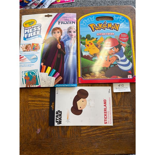 Crayola Frozen, Pokemon Action Color, Star Wars Stickerland Lot