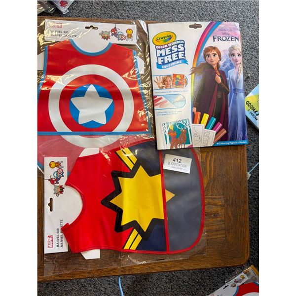 Marvel Captain America & Ms. Marvel Bibs + Crayola Frozen Coloring Set