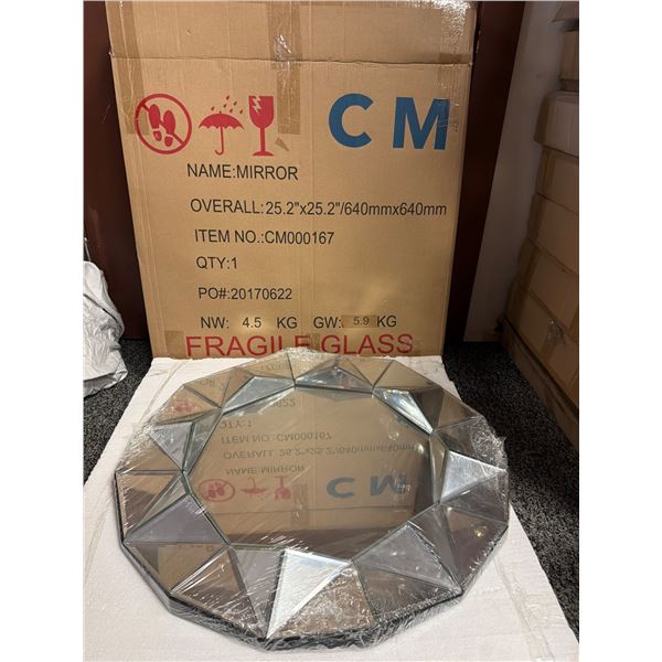 CM Geometric Faceted Mirror 25.2" x 25.2"