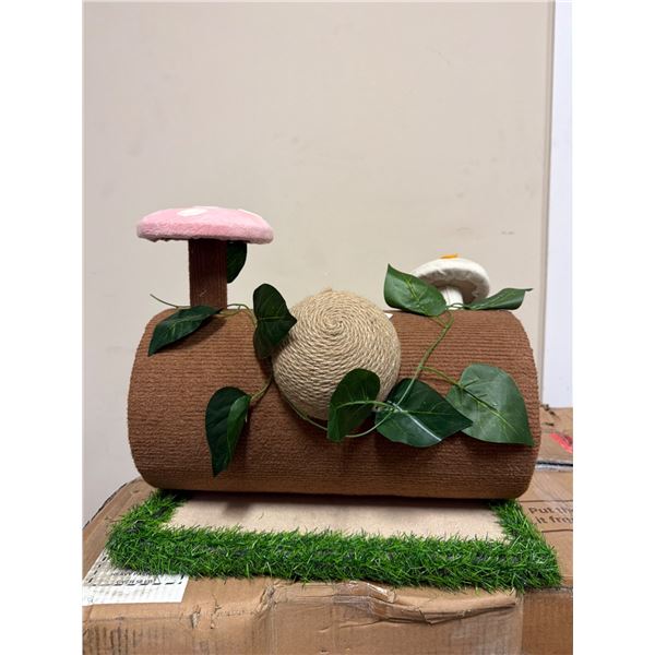 Cute Mushroom Cat Tree with Sisal Ball and Artificial Grass Base