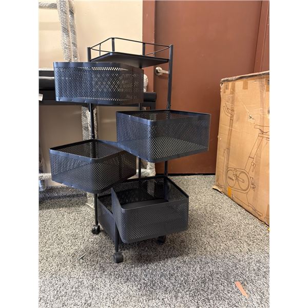 Black 5-Tier Rotating Storage Cart with Wheels