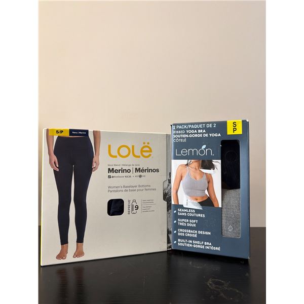 Lole Women's Baselayer Bottoms & Lemon 2-Pack Ribbed Yoga Bras