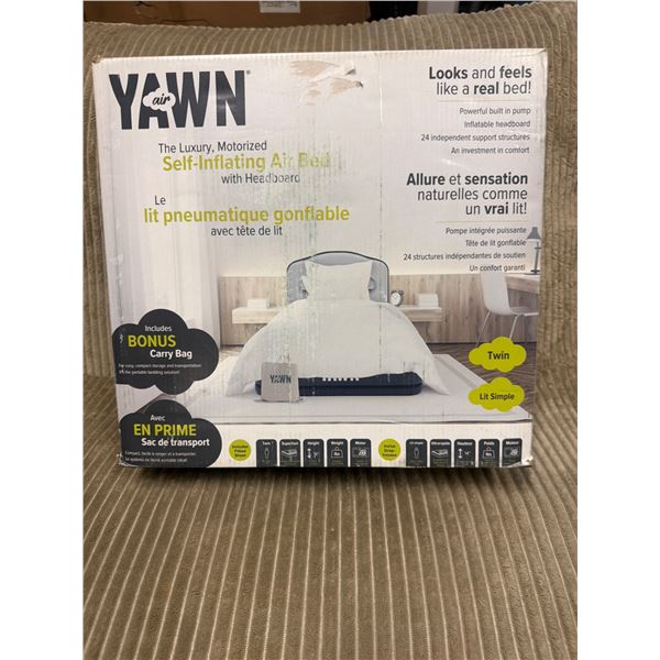 YAWN air Luxury Motorized Self-Inflating Air Bed with Headboard-Twin