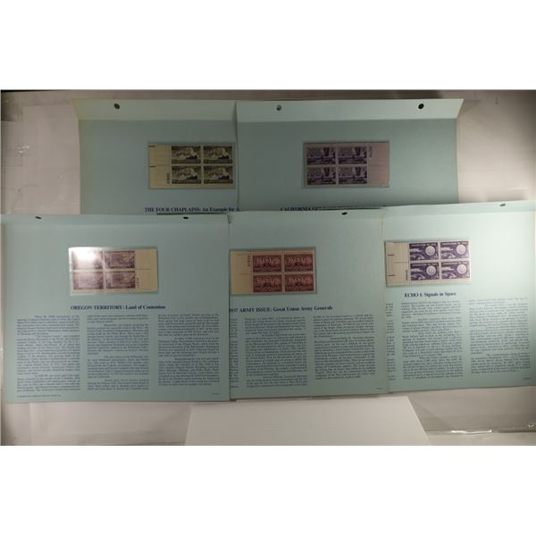 5 BLOCKS OF 4 US UNCANCELLED POASTAGE STAMPS