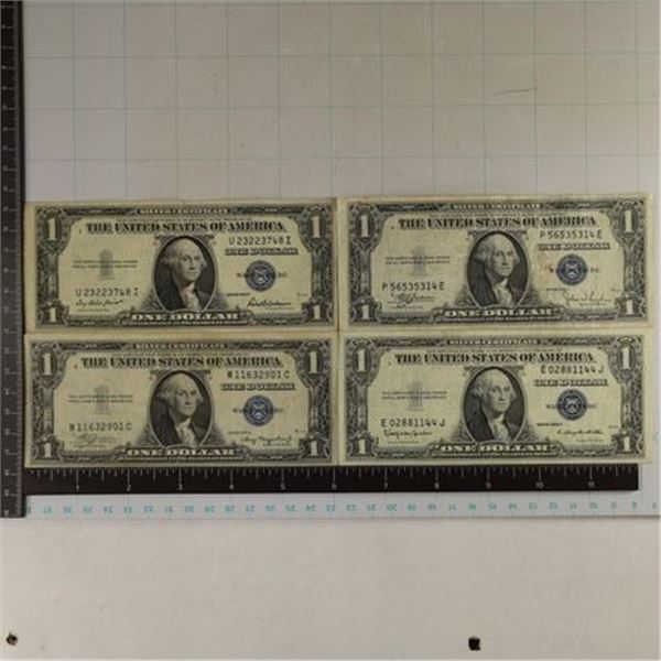 1935-A, C, F & H US $1 SILVER CERTS, BLUE SEALS