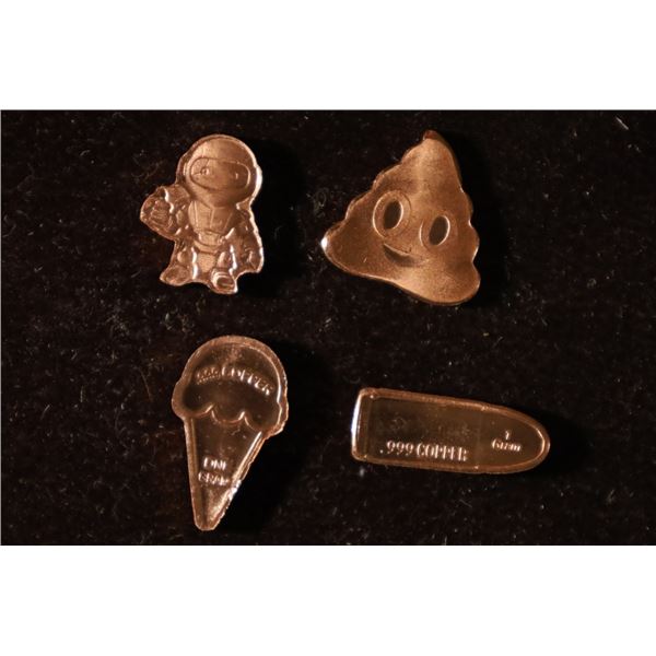 4-1 GRAM .999 COPPER INGOTS: ICE CREAM, BULLET,
