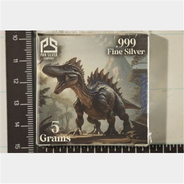 SEALED 5 GRAM .999 PAN SILVER DINOSAUR BAR