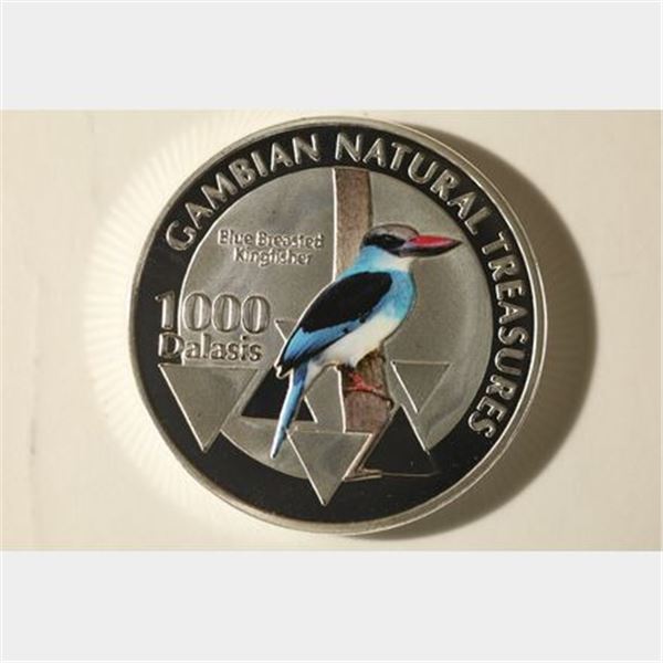 2015 GAMBIA PROOF 1000 DALASIS WITH COLORIZED BLUE