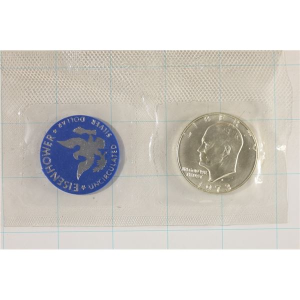 1973 IKE SILVER DOLLAR (BLUE PACK) NO ENVELOPE
