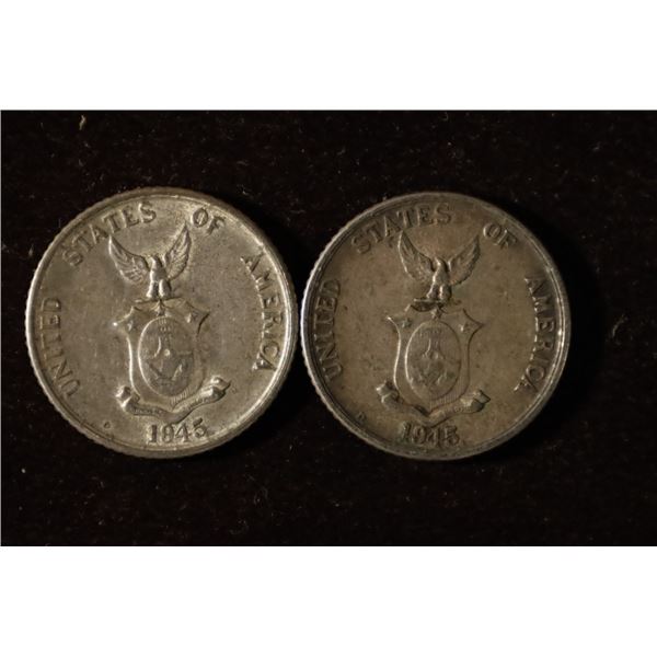 2-1945-D US PHILIPINNES SILVER 20 CENTAVOS .193