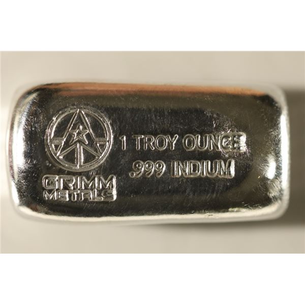 1 TROY OZ .999 INDIUM HAND POURED LOAF BAR.  THIS