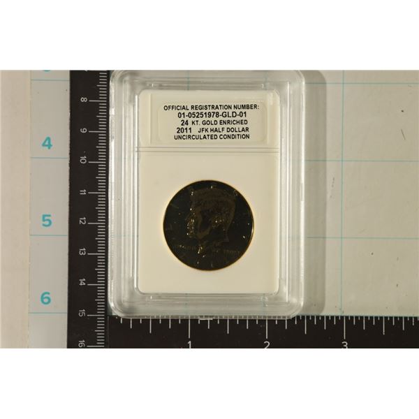 24K GOLD ENRICHED 2011-P JFK BRILLIANT UNC HALF