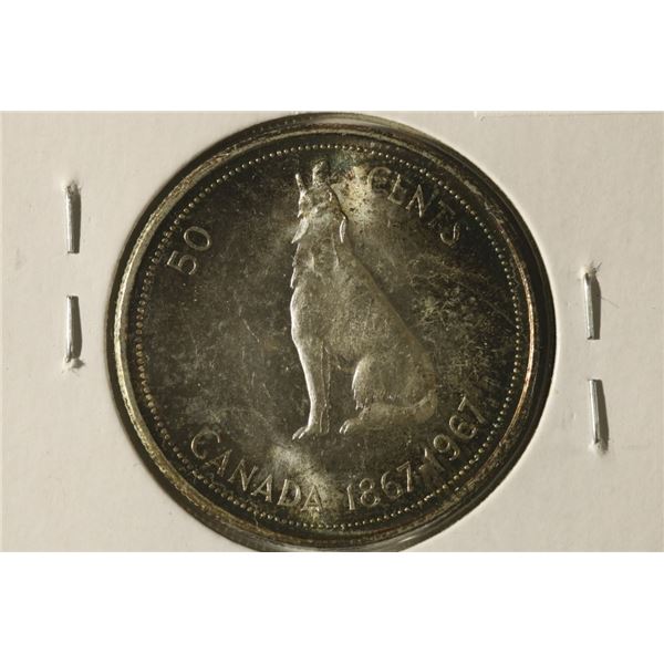 1867-1967 CANADA SILVER 50 CENTS .3000 OZ. ASW