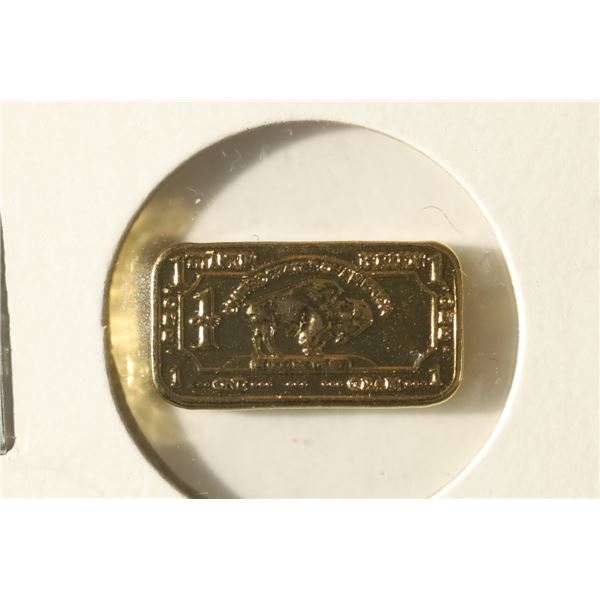 GOLD PLATED 1 GRAM TITANIUM UNC BUFFALO INGOT