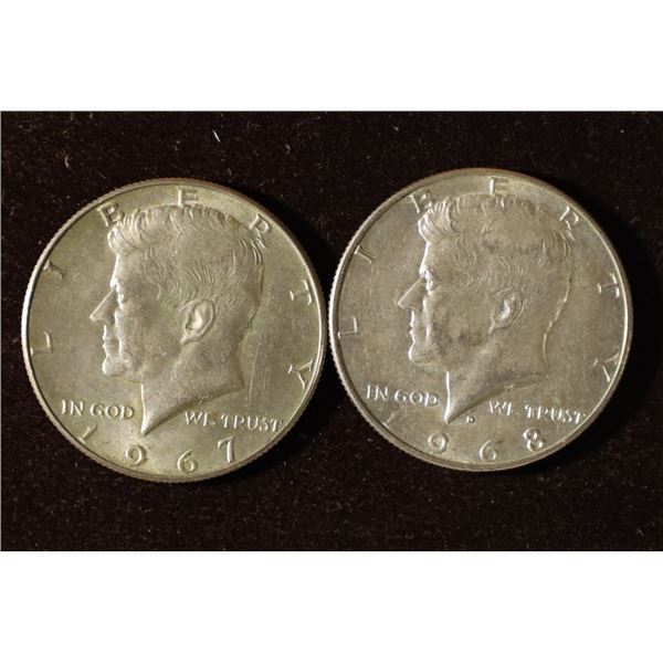 1967 & 1968-D JFK 40% SILVER HALF DOLLARS