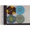 Image 1 : 4-$1 CASINO GAMING CHIPS: TOPAZ LAKE, CLUB ONE,