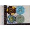 Image 2 : 4-$1 CASINO GAMING CHIPS: TOPAZ LAKE, CLUB ONE,