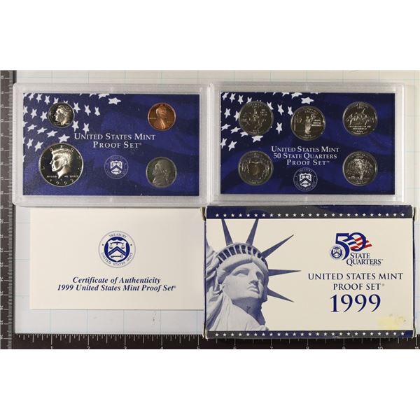 1999 US PROOF SET (WITH BOX) AND PAPERWORK