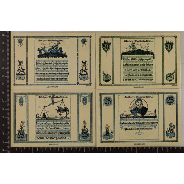 4-1921 GERMAN GUTSCHEIN CRISP UNC NOTGELDS