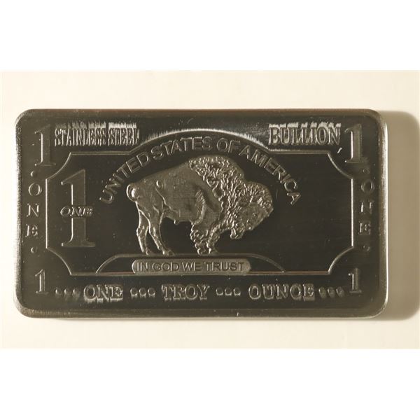 1 TROY OZ .999 STAINLESS STEEL 1 BULLION BUFFALO