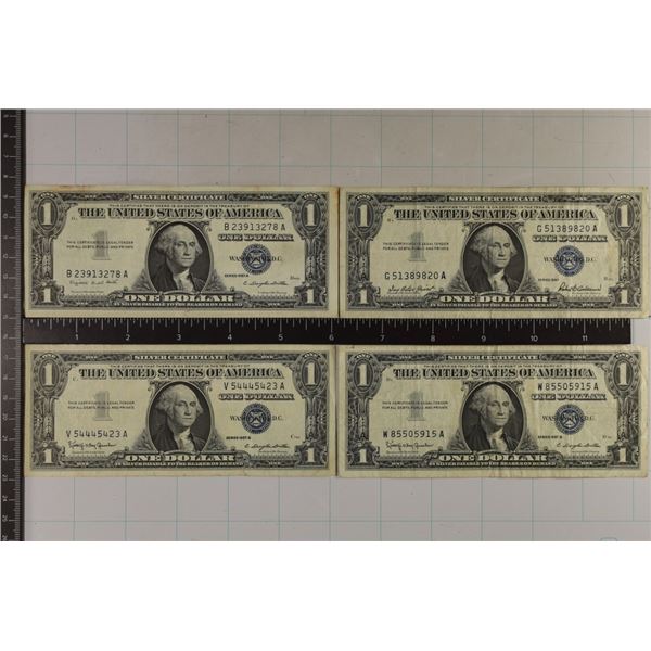 1957, 57-A & 2-1957-B US $1 SILVER CERTS, BLUE