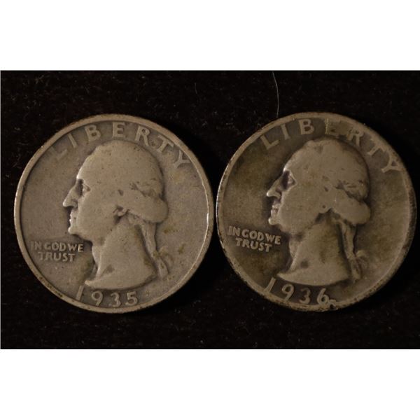 1935 & 1936 WASHINGTON SILVER QUARTERS