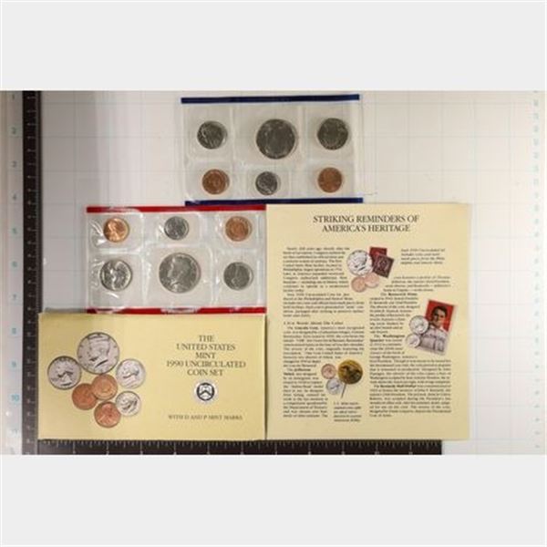 1990 US MINT SET (UNC) P/D (WITH ENVELOPE) AND