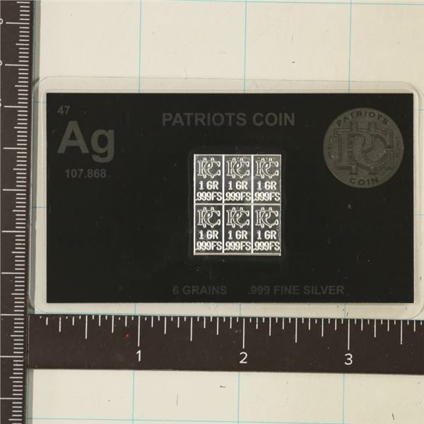 6 GRAINS .999 FINE SILVER IN LAMINATED PATRIOTS