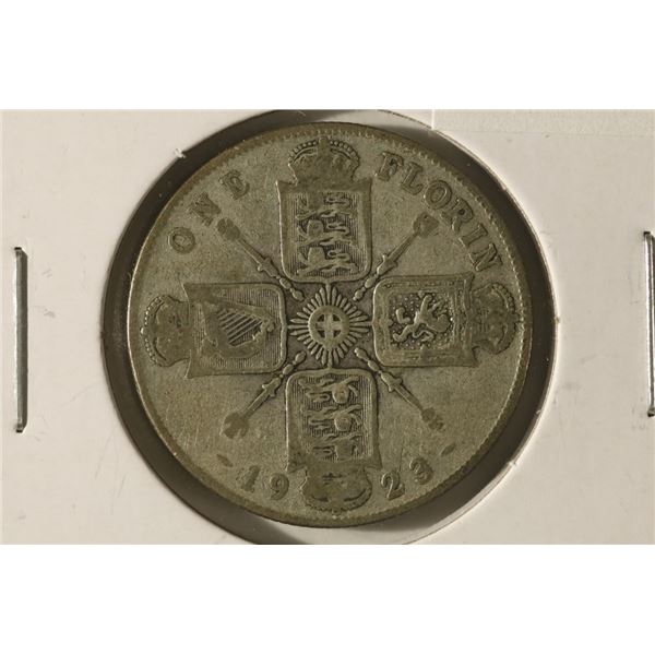 1923 GREAT BRITAIN SILVER 1 FLORIN .1818 OZ. ASW