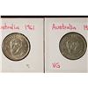 Image 1 : 1961 & 1963 AUSTRALIA SILVER 1 SHILLINGS .1816 OZ