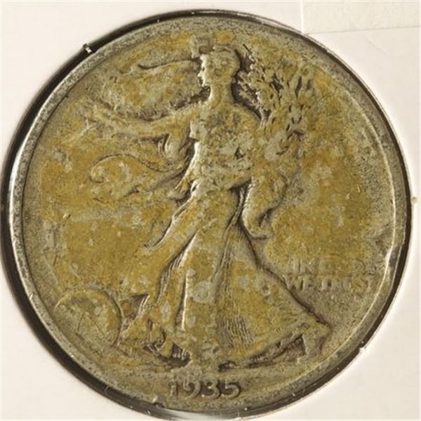 1935 SILVER WALKING LIBERTY HALF DOLLAR OLD TAPE?