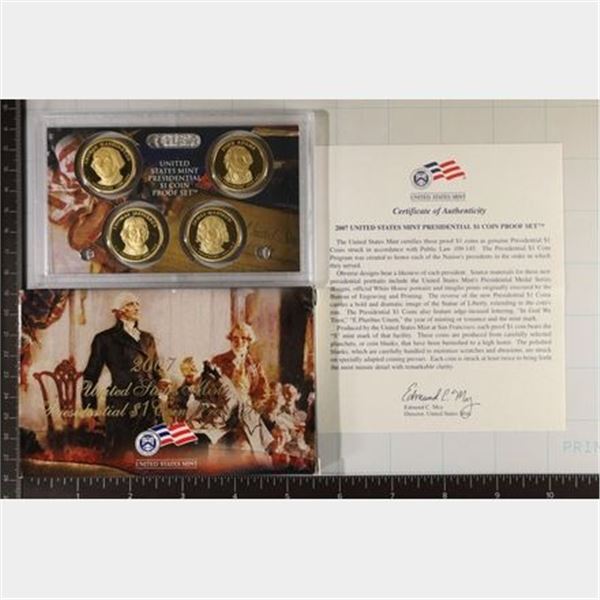 2007 US PRESIDENTIAL DOLLAR 4 COIN PF SET IN BOX