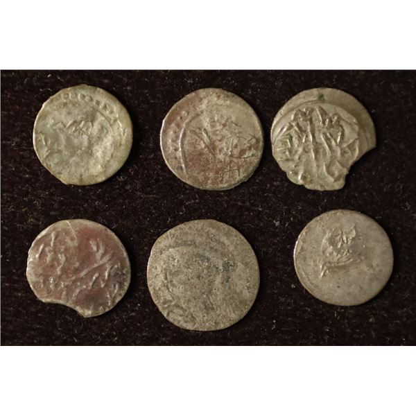 6 SILVER DIME SIZED OTTOMAN EMPIRE PARA COINS: